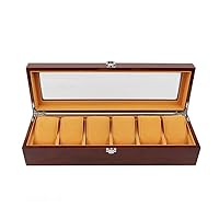 Watch Storage Box Wooden Brown Men and Women Large 6 Pillow Jewelry Collection Box Travel Or Glass Cover Window Display Accessories Gift