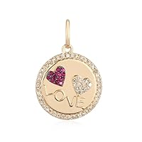 Beautiful Disc Love Heart Ruby Diamond 925 Sterling Silver Charm Pendant,Beautiful Heart Love Silver Ruby Diamond Charm Pendant,Handmade Pendant Jewelry,Gift