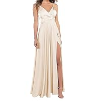 Lindo Noiva Long Bridesmaid Dresses for Women Formal Satin Spghetti Strap Prom Evening Gowns LNL054