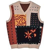 Aesthetic 90s Sleeveless Letter Printed Sweater Vest, Cute Vintage Knitted Vest, Autumn Oversize