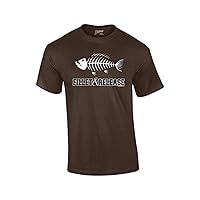 Fishing T-Shirt Fillet and Release Fish Bones Tee Funny Humorous Fisherman Fish Tee Bass Trout Salmon Walleye Crappie-Brown-XL