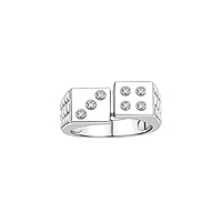 Rylos Sterling Silver Designer Men's Lucky 7 Craps Gambling Ring, accentuated by Diamonds. Discover our exclusive collection of Men's Silver Rings, available in sizes 6-13