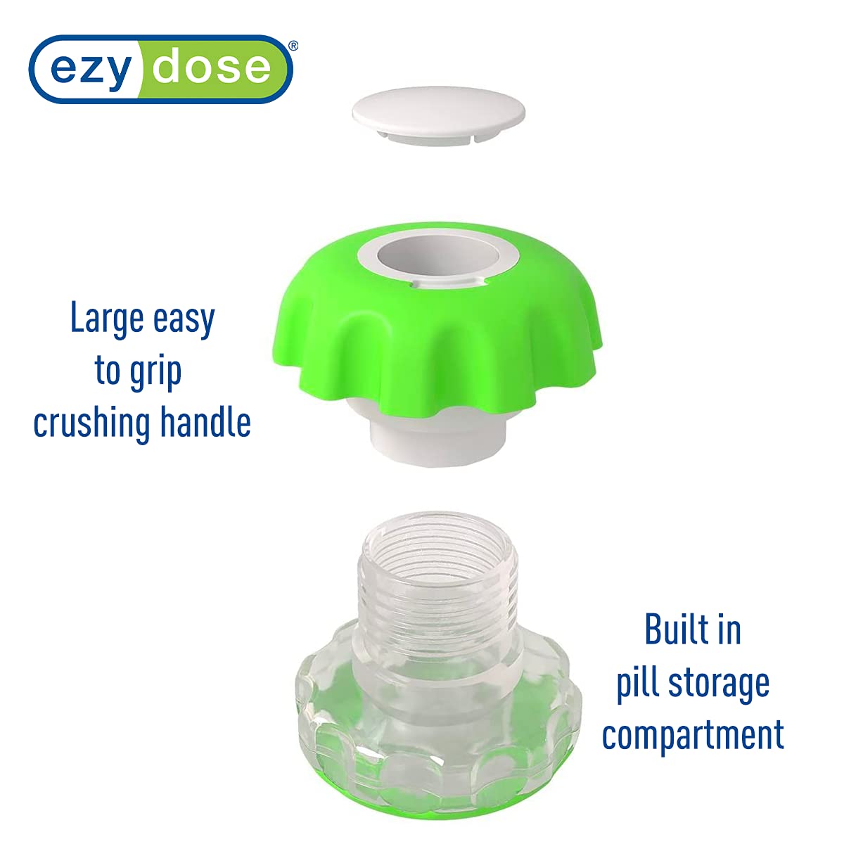 EZY DOSE Crush Pill, Vitamins, Tablets Crusher and Grinder, Storage Compartment, Colors May Vary, Large