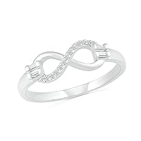 DGOLD Sterling Silver Round White Diamond Minimalist Infinity Ring (1/10 cttw)