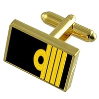 Royal Navy Insignia Rank Captain Gold-Tone Cufflinks Engraved Message Box