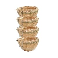 4Pcs Bamboo Bird Nest Cage Handwoven Natural Bird Cage House Hatching Breeding Cave with Hook for Small Parrot Budgie Parakeet Cockatiel Conure Lovebird Finch Canary