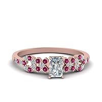 Choose Your Gemstone Beautiful XO Design Diamond CZ Ring Rose Gold Plated Radiant Shape Side Stone Engagement Rings Minimal Modern Design Birthday Gift Wedding Gift US Size 4 to 12