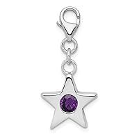 925 Sterling Silver Birth Month CZ Cubic Zirconia Simulated Diamond Star Charm Pendant Necklace Jewelry for Women in Silver Choice of Birth Month and Variety of Options