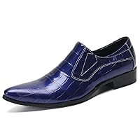 Mens Formal Dress Loafer Shoes Slip On Patent Genuine Leather Lined Burnished Checkered Office Walking Loafers