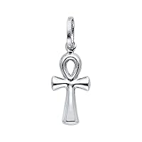 14Kw Ankh Cross Religious Pendant | 14K White Gold Christian Jewelry Jesus Pendant Locket For Women Men | 21 mm x 10 mm Gold Chain Pendants | Weight 0.5 grams