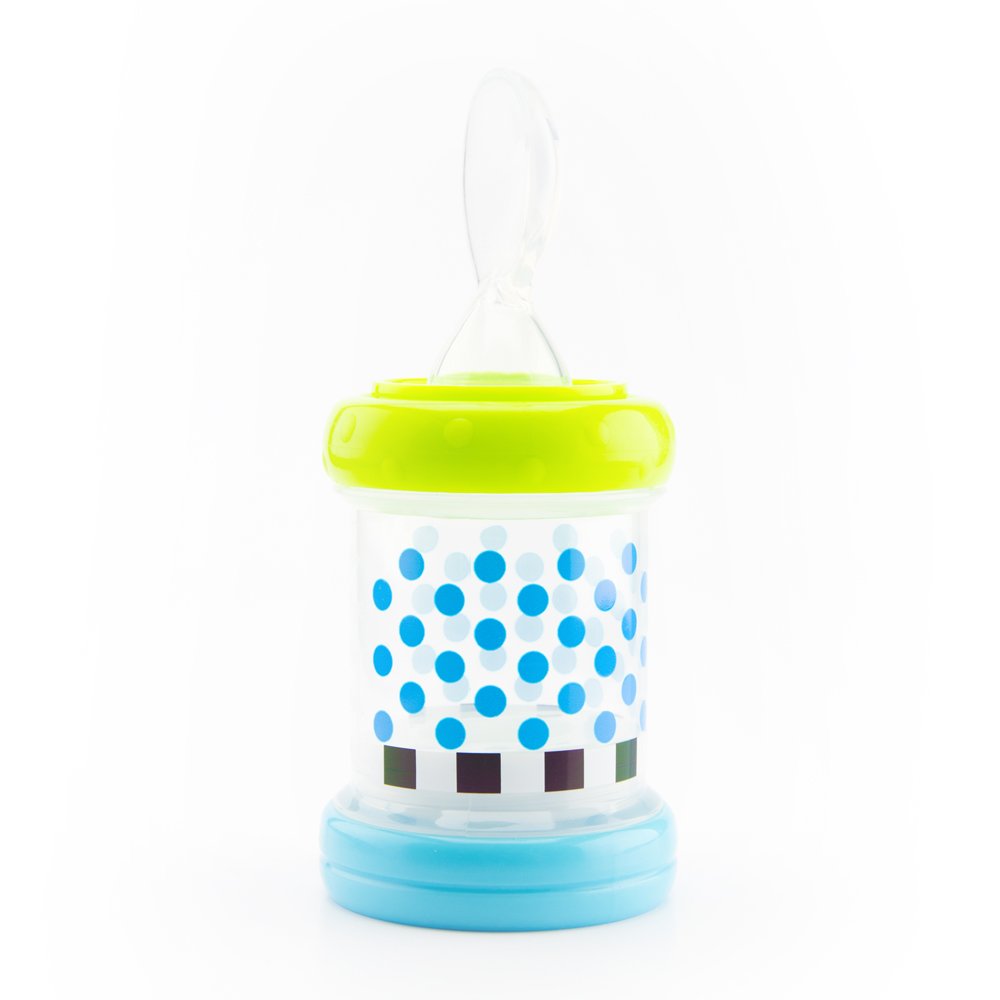 Sassy Baby Food Nurser – 4+ Months Set of 2- 4oz 100% Silicone Nipple and Spoon BPA-Free