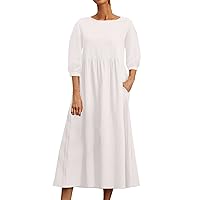 Beach Dresses for Women Summer Spring Coton and Casual Popular Fashion Women Long Sleeve Elegant Dress