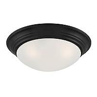 Designers Fountain 14 in 2-Light Modern Flush Mount Ceiling Light with Etched Glass Shade, Matte Black, 1360M-MB