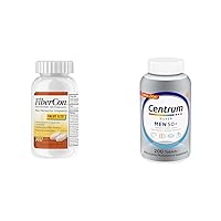 Fibercon Fiber Therapy Coated Caplets, Safe, Simple & Comfortable Insoluble Fiber & Centrum Silver Men's 50+ Multivitamin with Vitamin D3, B-Vitamins, Zinc for Memory and Cognition