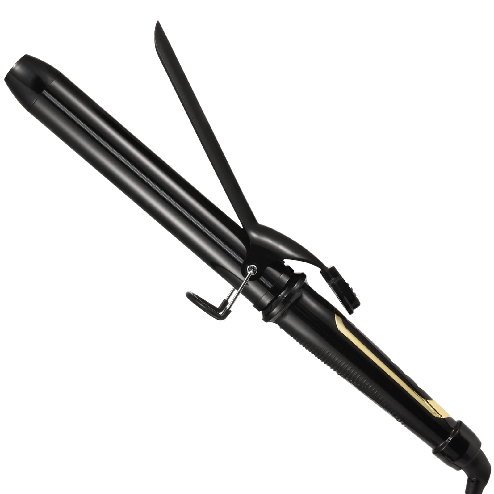Lanvier 1.25 Inch Clipped Curling Iron with Extra Long Tourmaline Ceramic Barrel, Professional 1 1/4 Inch Hair Curler Curling Iron up to 450°F Dual Voltage for Traveling, Hair Waving Style Tool–Black