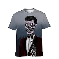 Mens Cool-Funny T-Shirt Graphic-Tees Novelty-Vintage Short-Sleeve Crazy Skull Hip Hop: Youth Boyfriend Unique Youth Gifts