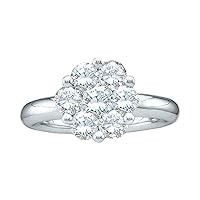 The Diamond Deal 14kt White Gold Womens Round Diamond Flower Cluster Ring 1-1/2 Cttw