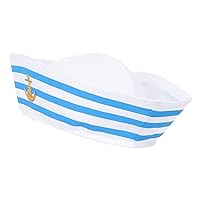 BESTOYARD Sailor Hats Blue with White Sailor Hat Yacht Hat Captain Hat Summer Caps Woman Beanie Nautical Headwear Sailor Costume for Outdoor Travel Cosplay White Admiral Hat