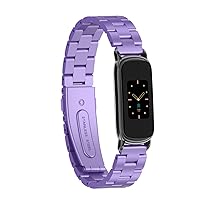Compatible with Fitbit Luxe/Luxe SE Metal Band,Adjustable Stainless Steel Metal Wrist Strap Bracelet Replacement for Fitbit Luxe Fitness and Wellness Tracker Men Women(Lilac)