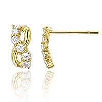 14K Yellow Gold Pave 1.5mm Round Infinity Stud Earring