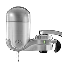 PUR PLUS Faucet Mount Water Filtration System, 3-in-1 Powerful, Natural Mineral Filtration with Lead Reduction, Vertical, Stainless Steel, FM4000B