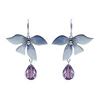 Purple Amethyst Gemstone Earring 925 Sterling Silver Designer Jewelry Handmade Flower Design Fashion Earring for Women Gift Party Jewelry
