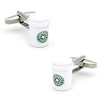 Espresso Coffee Cup Cuff Links White Color Painting Brass Material Novelty Drinking Design Cuff-links with Gift Box