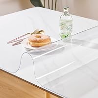 Custom 1.5mm Thick Crystal Clear Table Cover Protector 42 x 60 Inch Waterproof PVC Protective Table Pad Transparent Mat for Coffee Table, Dining Room Table, Office Desk, End Table/Night Stand