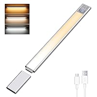 138 LED Under Cabinet Lighting Wireless, 3 Color Temperatures Dimmable 19in Rechargeable Motion Sensor Closet Lights, Removable Battery Powered Operated for Kitchen, Wardrobe, Hallway