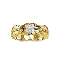 Certified Leaf Shape Ring in 18K White/Yellow/Rose Gold with 0.13 Ct Round Natural Diamonds Wedding Ring for Women | Natural Diamond Ring for Her | Anniversary Ring for Her (Color-Clarity: IJ-SI)
