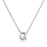 Initial Letter G Personalized Serif Font Pendant Necklace Small Pendant Necklace Thin 1mm Chain
