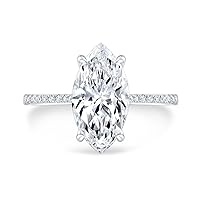 3 CT Marquise Cut Colorless Moissanite Engagement Ring Wedding Band Gold Silver Eternity Solitaire Ring Halo Ring Vintage Antique Anniversary Promise Gift Her, Bridal Ring