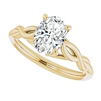 1 CT Oval Moissanite Engagement Ring Colorless VVS1 10K 14K 18K Yellow Gold & S925 Accent Ring Anniversary Promise Wedding Bridal Ring Memorial Gift For Her