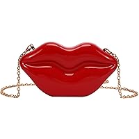 Lips Evening Clutch Purse, Acrylic Banquet Handbags, Chain Gold