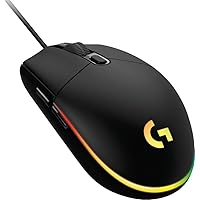 Logitech G203 LIGHTSYNC Wired Gaming Mouse, 8,000 DPI, Rainbow Optical Effect RGB, 6 Programmable Buttons, On-Board Memory, PC/Mac Computer, Laptop Compatible - Black (Renewed)