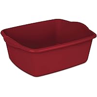 Sterilite 12 Qt Dishpan, Bin Ideal for Soaking and Cleaning Dirty Dishes in the Kitchen Sink, Red, 8-Pack