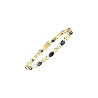 Spectacular Tennis Bracelet Set With Diamonds & Sapphires in 14K Yellow Gold - 7
