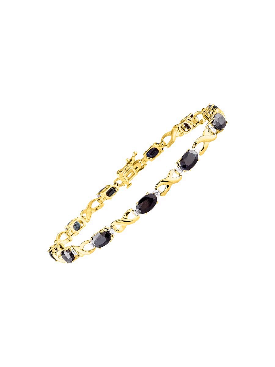*RYLOS Spectacular Tennis Bracelet Set With Diamonds & Sapphires in 14K Yellow Gold - 7