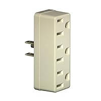Leviton 697-I Grounding Adapter, 125 V, 15 A, 3 Outlet, 1 Pack, Ivory