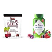 Total Beets Chews for Heart Healthy Energy with Grapeseed, 60 Chews & vitafusion Men's Multivitamins, Berry Flavored, 150 Count