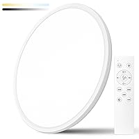 48W Dimmable LED Flush Mount Ceiling Light, 20 Inch Large Modern Round Ceiling Light with Remote Control, 3000K-6500K Selectable, Super Slim Flat Panel Lights for Kitchen Dining Room