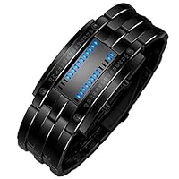 TianWlio Watch Strap Luxury Stainless Steel Sport Date Men's Digital LED Men's Watch Watch Watch for Children Smart (Black-A, One Size)