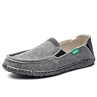 Men's Canvas Slip-On Loafers, Breathable Arch Vents, Casual Laceless Deck Shoes for Beach, Camping, Hiking