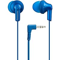 Panasonic ErgoFit Wired Earbuds, In-Ear Headphones with Dynamic Crystal-Clear Sound and Ergonomic Custom-Fit Earpieces (S/M/L), 3.5mm Jack for Phones and Laptops, No Mic - RP-HJE120-AA (Metallic Blue)