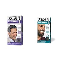 Just For Men Touch of Gray Hair Color & Mustache and Beard Dye Kit, Black T-55 & Dark Brown M-45