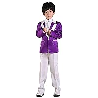 Boys' One Buttons Suit Notch Lapel Jacket Pants for Groom Party Formal