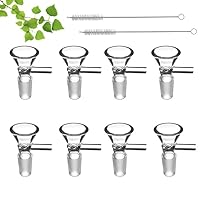 8PCS Glass Funnel, 14mm Small Glass Funnel with 2 PCS Cleaning Brush, Clean Glass Funnel with Handle, Kitchen Mini Funnel, Portable Multipurpose Glass Funnel for Labs and Home Kitchen