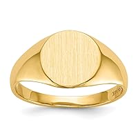 Jewels By Lux Monogram Initial Engravable Custom Personalized Polished For Men or Women 10K Yellow Gold 9.5x10.5mm Open Back Signet Band Ring