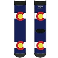 Buckle-Down Unisex-Adult's Socks Colorado Flags Crew, Multicolor
