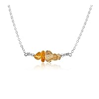 JEWELZ 22 inch Long Solid 925 Sterling Silver Chain with 3-5 mm Uncut Chips Smooth Citrine Beads Silver Plated Chain Necklace for Women, Girls & Teens.
